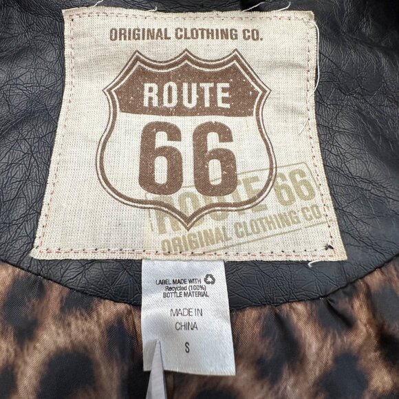 Route 66 Faux Leather Jacket Youth Small Black Zippers Biker Full Zip Lined - Picture 3 of 10
